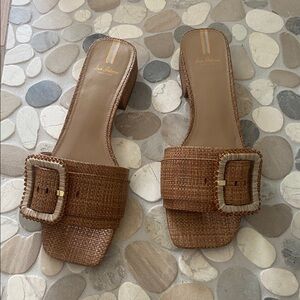 Sam Edelman Deacon Bead Brown Woven Mules with Buckle